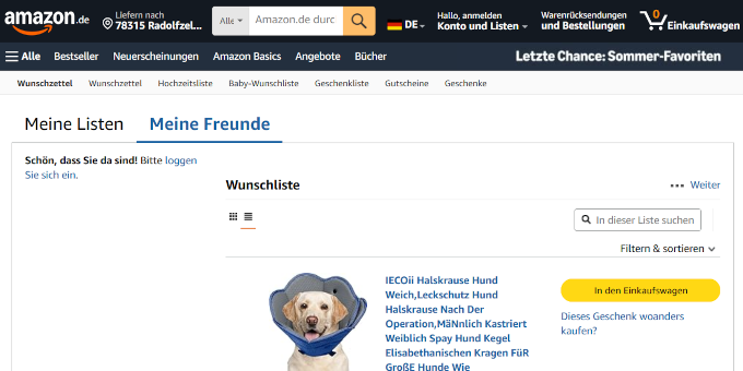 Amazon Wunschliste